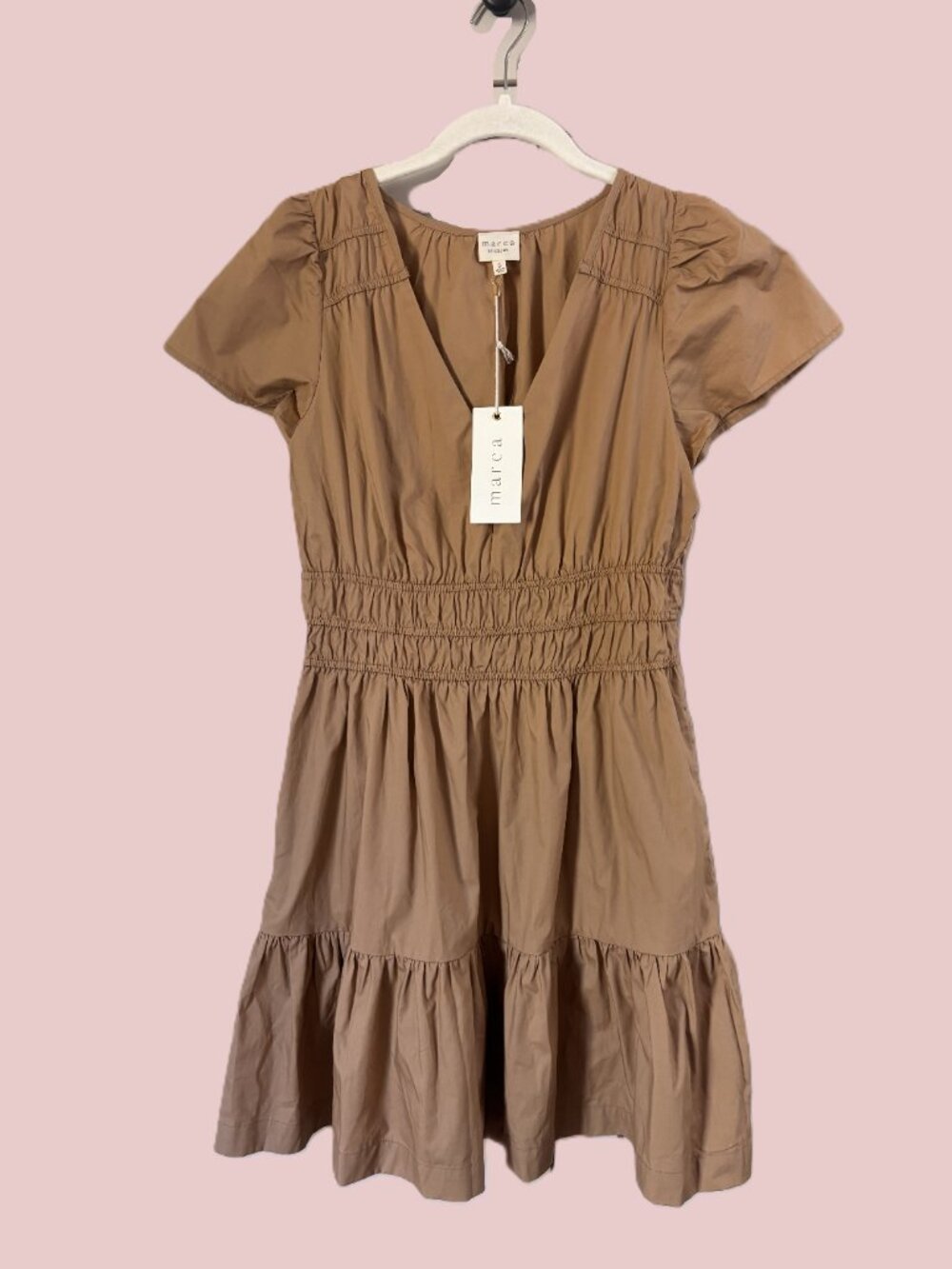 NWT Marea Khaki Poplin Cotton Sz S Mini Dress